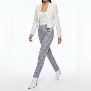 Riley & Rae Blue Plaid Straight Leg Trousers Elastic Back Pants Womens 12